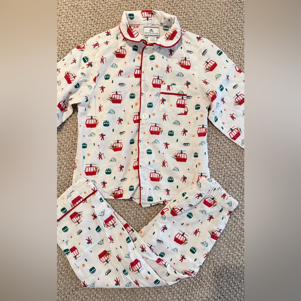 Petite Plume Kids Ski Adventure Pajamas Size 5 - Red and White